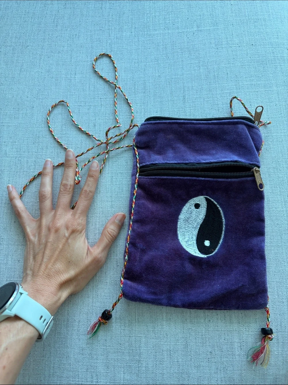 Purple Yin Yang Crossbody Pouch Bag